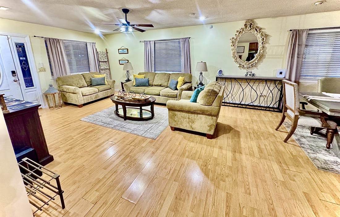 Spacious living room at the Americus Airbnb