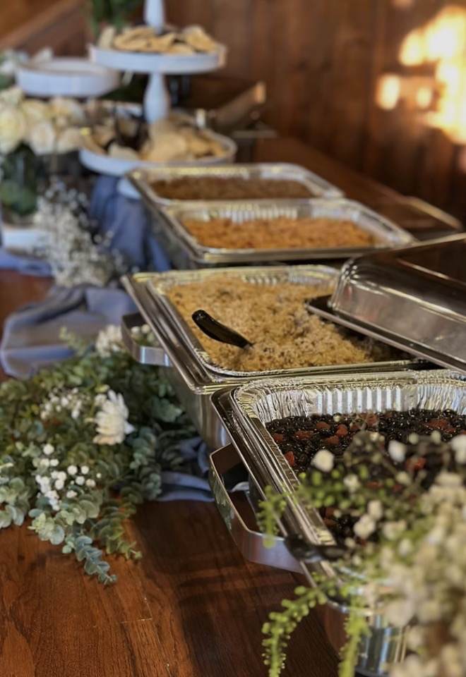 Catered food buffet display